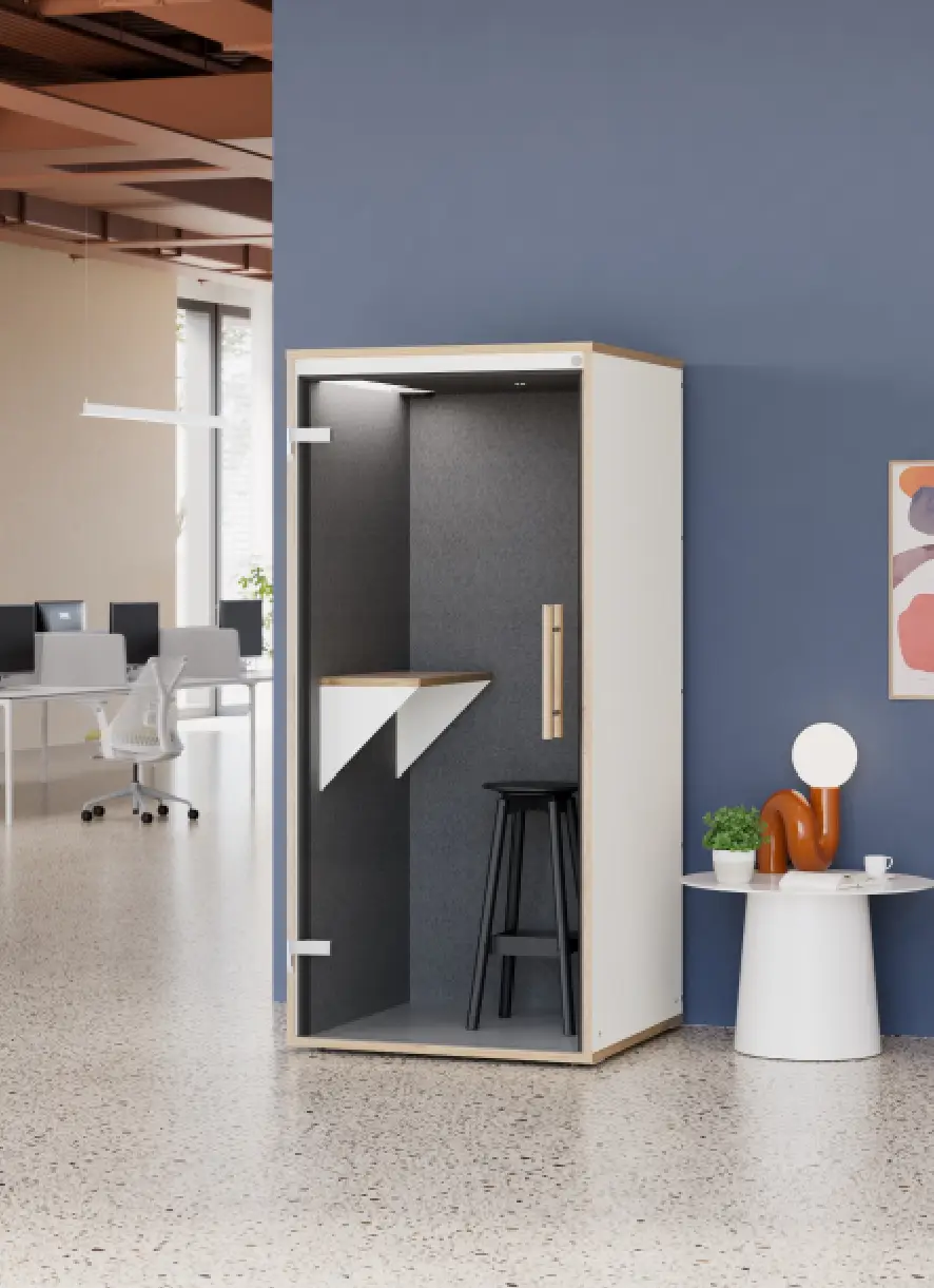 Phone booth by mute-labs in a office setting